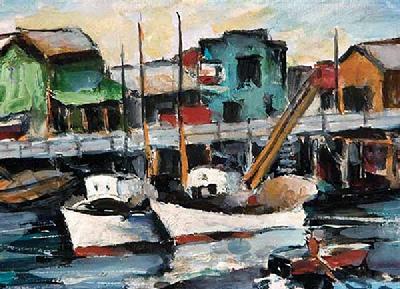 August Gay -- "Monterey Wharf" -- 5 x 7 inches, oil on board. Available